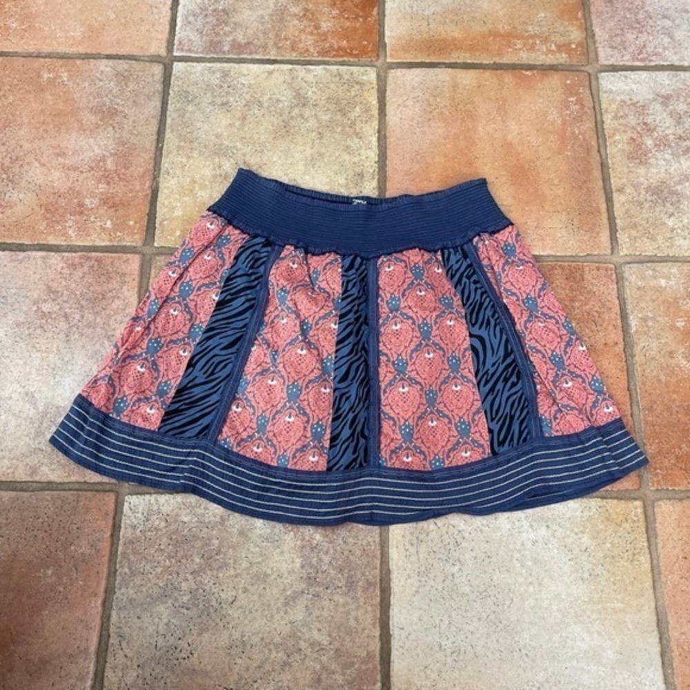 Free People smocked elastic waist patchwork boho mini Large